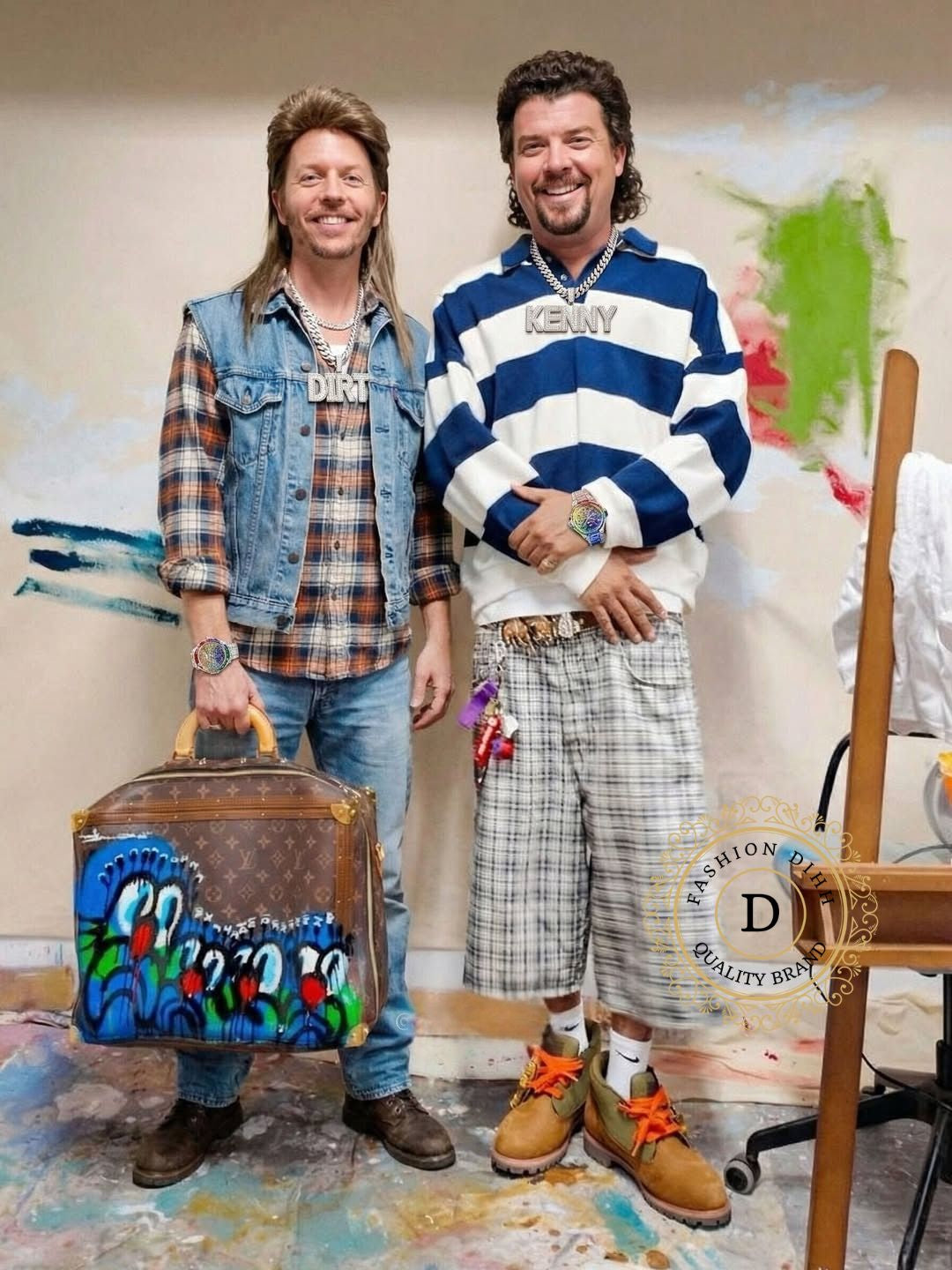 It’s A Mullet Ting - Retro Portrait of Two Men in Casual Vintage Style